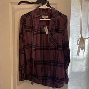 Express Purple Plaid Shirt